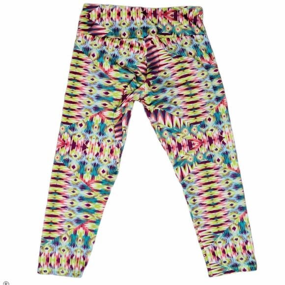 Onzie Colorful Cropped Leggings Bold Yoga Psychedelic Print Size Small Medium - Picture 6 of 12